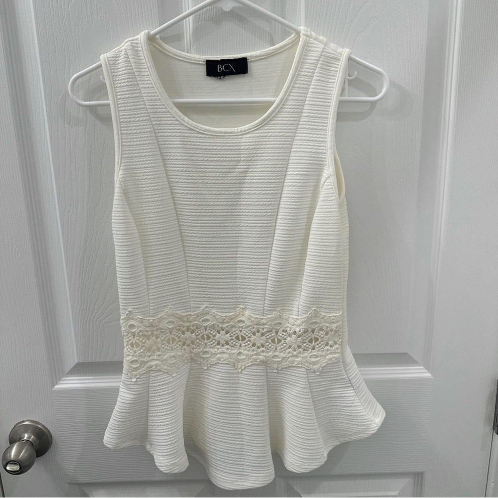 BCX Lace-Trim Peplum Tank